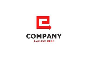 letter e red arrow logo design vector