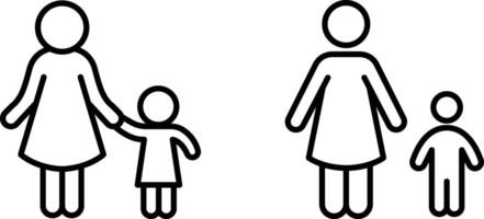 Mother and Child Thin Line Icon - Family and Love Symbol vector