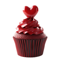 Valentine's Red Cupcake With Heart Design png