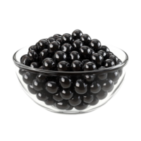 A glass bowl filled with black balls png