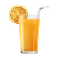 Orange juice in a glass with a straw png