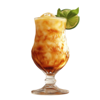 A glass of iced tea with a lime wedge png