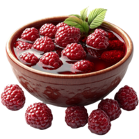 Transparent Background with Bowl of Fresh Raspberries png
