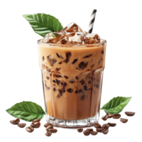 Glass of Iced Coffee with Chocolate Chips png