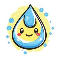 and Cartoon Raindrop Icon with No Shadow vector