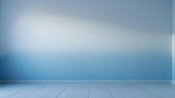 An empty room with blue walls and a window photo