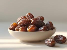 A bowl of dates on a table photo