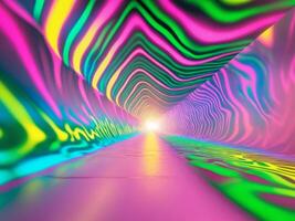 A colorful tunnel with a bright light at the end photo