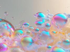 Colorful Bubbles Foam Iridescent Soap Texture Abstract Background for Lifestyle and Cleaning photo