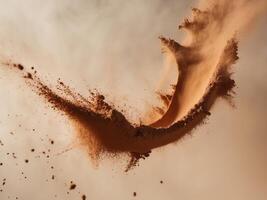 Dynamic Splash of Brown Powder in Motion photo