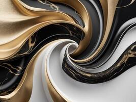 resumen remolino y mármol diseño en lujoso oro y negro tonos exhibiendo moderno resumen Arte estilo foto