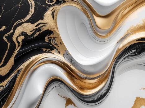 resumen remolino y mármol diseño en lujoso oro y negro tonos exhibiendo moderno resumen Arte estilo foto