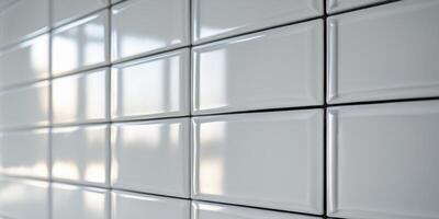 Tile wall featuring glossy white tiles for modern interiors and home decoration photo