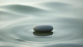 Smooth pebble in water symbol of fragility photo