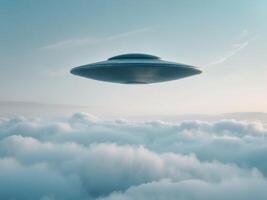 Unidentified flying object above a cloudy sky photo