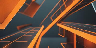 An abstract image of a building with orange lines photo