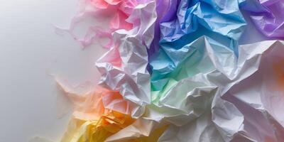 Vibrant Color Fusion Art with Crumpled Paper and Gradient Effects photo