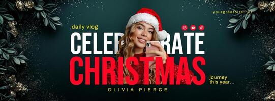 Christmas Influencer vlogger Facebook Cover template