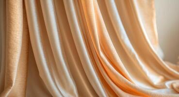 Elegant Drapery with Luxurious Fabric in Soft Gold and Orange Tones photo