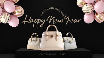 Black Pink Hand Bag E-Commerce New Year Facebook Cover template