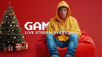 Game Live Stream Youtube Banner with Christmas Theme template