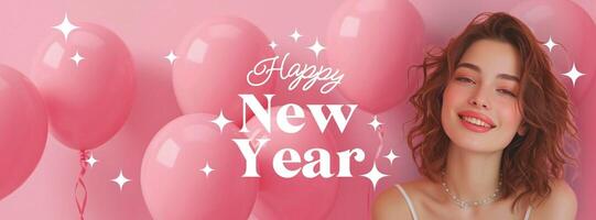 Pink Influencer New Year Theme for Facebook Cover template