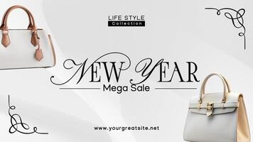 White Hand Bag E-Commerce New Year Facebook Cover template