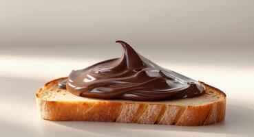 Delicious Chocolate Spread on Freshly Toasted Bread Slice photo