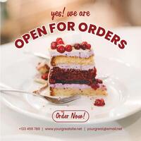 Cake Business Open For Orders Instagram Post template