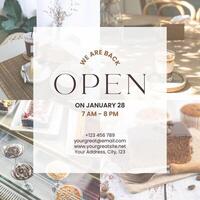 Cafe We Are Back Open Instagram Post template