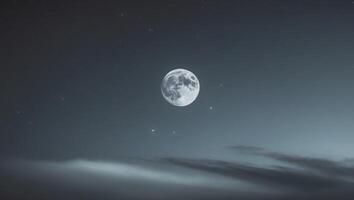 A full moon is seen in the sky with clouds photo