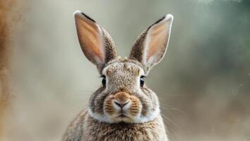 A close up of a rabbit with large ears photo