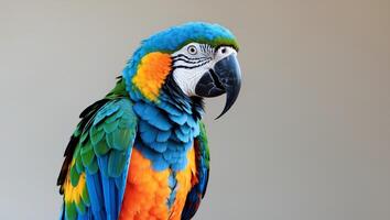 A colorful parrot is standing on a branch photo