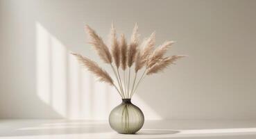 A vase with some tall grasses in it photo