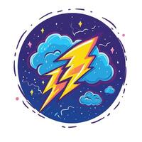Thunder and Lightning Icon with Cartoon Elements vector