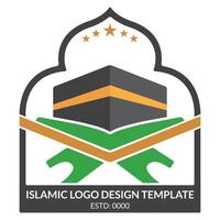 Islamic logo design template with Kaaba image vector