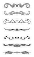 Vintage decorative dividers flat elements set. Elegant text delimiters with swirls antique design collection on white background vector