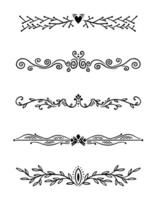 Five divider thin line element set on black colour vector
