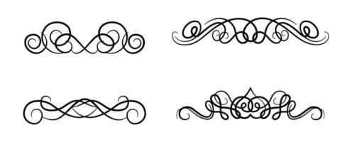 Black Ornate vintage frames, divider and scroll elements. vector