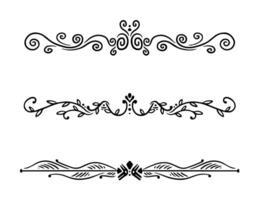 Elegant text delimiters with swirls antique design divider collection on white background. vector