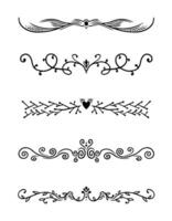 flower ornament text dividers, flourishes and laurel design elements set for decoration. vector
