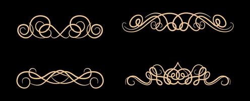 Gold Ornate vintage frames, divider and scroll elements. vector