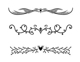 Vintage decorative dividers flat elements set. Elegant text delimiters with swirls antique design collection on white background vector
