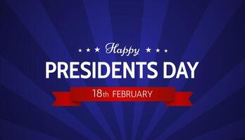 Happy Presidents day banner design with red ribbon and stars on blue background vector