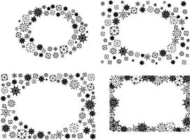 Christmas snowflakes oval frames set. Xmas border. winter snowflakes background with copy space for text. vector