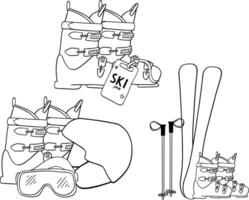 Snow Skiing Equipment Icon Design. graphic line set on transparent background vector