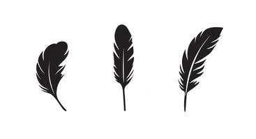 A set of feather icons silhouette on white background vector