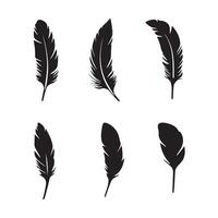 A group of feather icons silhouette on white background vector