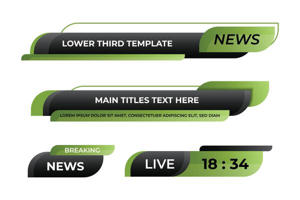 Lower third banner. Lower third bar template for breaking news, television, and media channels. Interface template