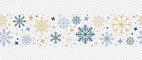 Abstract snowflake seamless border. Snowflakes seamless pattern. Snowfall repeat backdrop. Winter holidays theme. Seamless background with snowflakes. illustration vector
